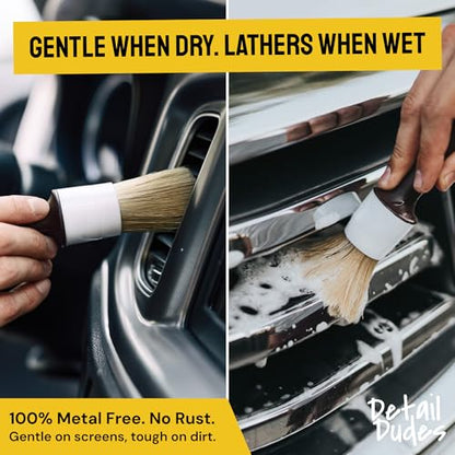 Detail Dudes Soft Boar Hair Car Detailing Brush Set - 6-Pack - Scratch-Free Soft Bristle Cleaning Brushes - Reaches Tight Spots & Interior Car Cleaning Kit - Ergonomic & Durable Detailing Supplies - size: 6 Pack(Advanced)