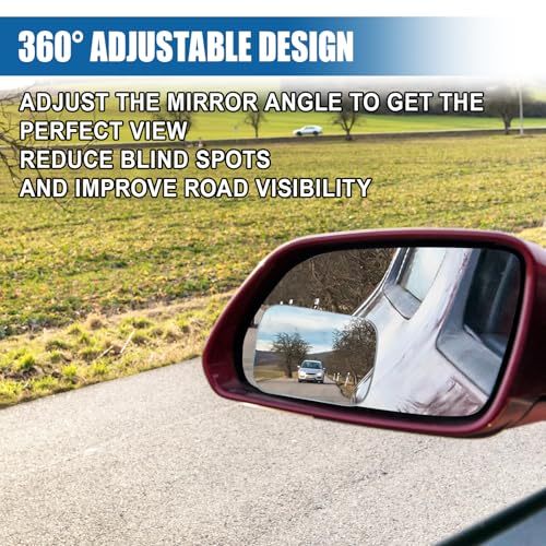 Square Car Blind Spot Mirror, Adjustable Frameless HD Convex Rearview Side Mirror for Enhanced Safety, Universal Removable Wide Angle Auxiliary Mirrors Accessories for Vehicle (DM-073) - size: Square