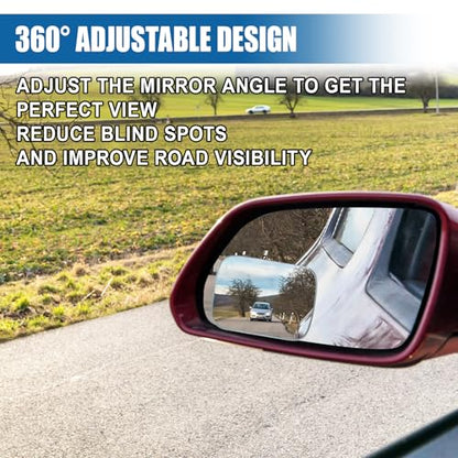Square Car Blind Spot Mirror, Adjustable Frameless HD Convex Rearview Side Mirror for Enhanced Safety, Universal Removable Wide Angle Auxiliary Mirrors Accessories for Vehicle (DM-073) - size: Square