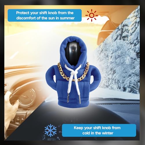Funny Gear Shift Hoodie Cover, Car Shifter Knob Sweatshirt, Universal Stick Shift Cover for Car Gear Handle - color: Blue