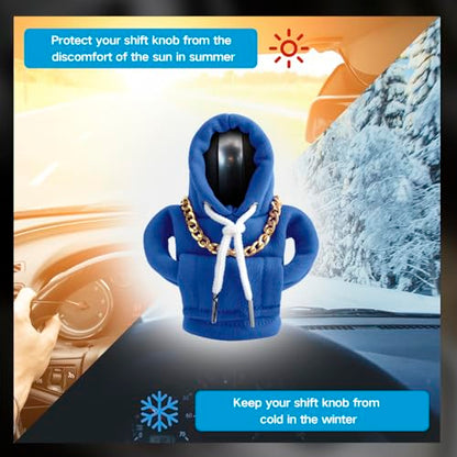 Funny Gear Shift Hoodie Cover, Car Shifter Knob Sweatshirt, Universal Stick Shift Cover for Car Gear Handle - color: Blue