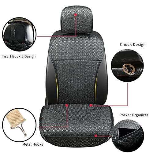 Breathable Car Seat Cover,Luxury Front Seat Cover,Durable and Non Slip,Polyester Silk Material, Universal Car Seat Cushion,Suitable for All Seasons,Airbag Compatible. (Black，2PCS) - color: Black-Front 2pcs