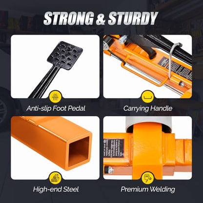 TUFFIOM Car Wheel Dolly Jack Set of 4, Mechanical 6000-lbs Car Skates, 12'' Wheel Vehicle Positioning Jack, Heavy Duty Rollers with Ratcheting Foot Pedal for Tire Auto Repair Moving, Orange - color: Orange