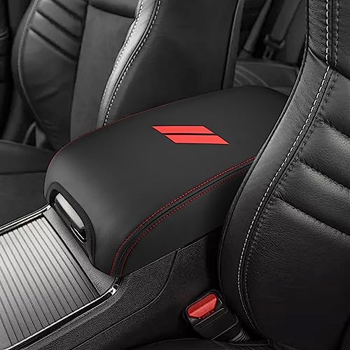 INTGET New Upgraded Center Console Cover for Dodge Charger Accessories 2011-2020 2021 2022 2023 for Chrysler 300 2015-2022 Leather Armrest Cover Console Lid Protector Cushion Pad - color: Red Stitches, size: Leather