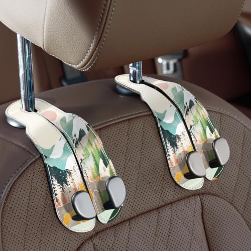 CoBak Purse Hook for Car - Universal Premium Stitched Leather and Aluminum-Magnesium Alloy Double Car Seat Back Storage Hook for Purses, Handbags, Bags (2 Pack),Mountain Calm - color: Mountain Calm, size: Double-Hooks
