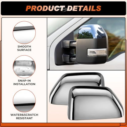ACLONG Chrome Tow Mirror Cover Caps Left & Right Rearview Side Mirror Covers Compatible with Ford F250 F350 F450 Super Duty 2017-2024 Replaces HC3Z-17D743-AA-1 Pair - size: Fit for Ford F250 F350 F450 2017-2024-Chrome
