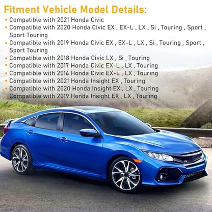 Moonlinks Compatible with 2016-2021 Honda Civic Mirror Cover Replacement for Passenger Side,Aegean Blue Metallic for 10th Gen Civic,2019-2022 Insight,RH Side Rearview Mirror Cap Trim(1PC) - size: 10th-Right Blue