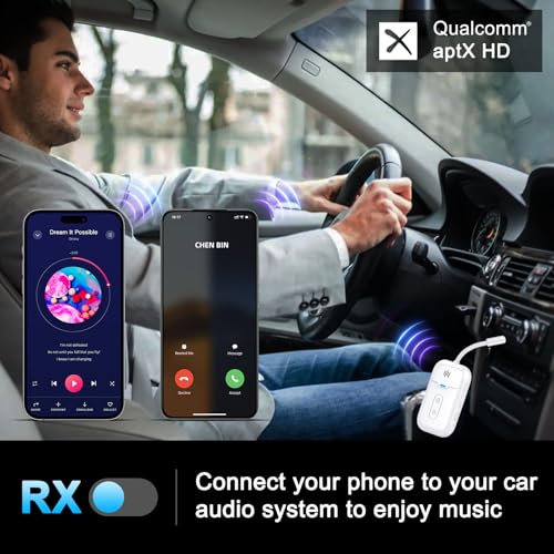Premium Airplane Bluetooth 5.4 Transmitter Adapter, for 2 AirPods/Headphones,2 in 1 Transmitter Receiver with aptX Low Latency,Wireless Adapter for Flight,TV,Gym,Tablets Car Stereo - color: White