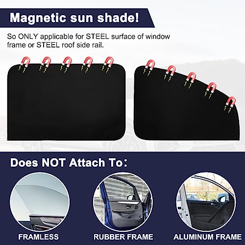 Ovege Car Window Shades Magnetic Suedette - Back Seat 2pcs Privacy Curtain UV Protection - color: Black-Suedette, size: Back Seat 2pcs