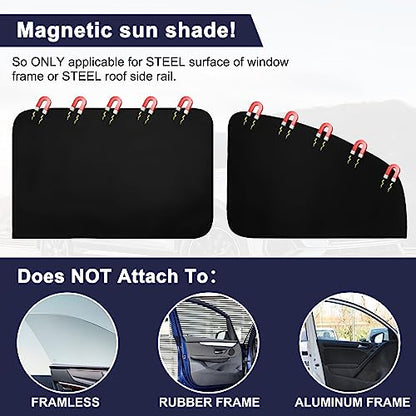 Ovege Car Window Shades Magnetic - Side Window Sun Shade Car Curtain Suedette UV Protection Privacy Baby Suction Magnetic －Front&Back 4pcs - color: Black-Suedette, size: Front&Back 4pcs