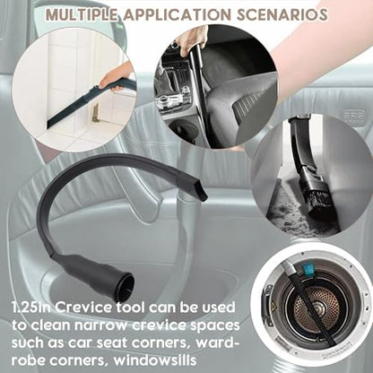 24" Flexible Vacuum Crevice Attachment Tool Crevice Brush Tool Kit Fit for Vacuum Hoses Accepting 1-1/4"(32mm) or 1-3/8"(35mm) Vacuum Accessories Vacuum Flat Slot Nozzle Interface