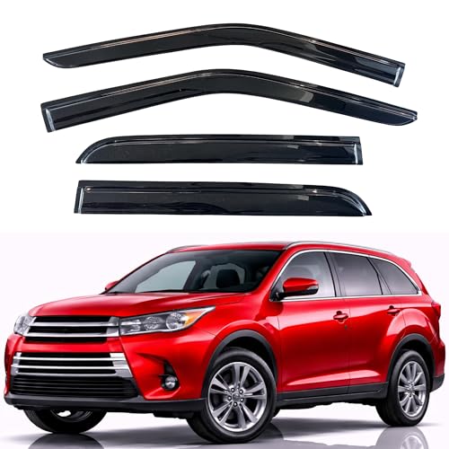 KPY Rain Guards Fit for 2014-2019 Toyota Highlander, Out-Channel Window Visors Vent Wind Deflectors 4PC, Car Accessories for 14-19 Highlander - size: 2014-2019 Highlander