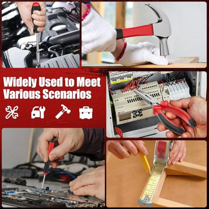 Sundpey 132-PCs Car Tool Kit - Portable General Basic Home and Automotive Repair Tool Set with Drawer for Men Women with Hook & Pick & Fastener & Valve Stem Removal Tools for RV Truck Motorcycle Bike - style: Portable