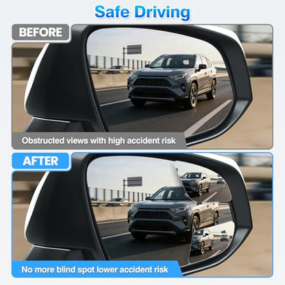 4PCS Blind Spot Mirrors for 2013-2025 Toyota RAV4, 2014-2024 4runner, 2016-2025 Tacoma, HD Glass Frameless Convex Rear View Mirrors, Wide Angle Adjustable Stick for Side Mirror
