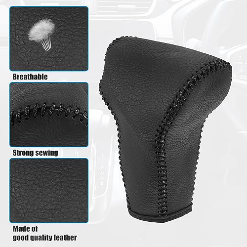 X AUTOHAUX Black Car Interior Faux Leather Gear Shifter Shift Knob Cover Transmission Shift Boot Lever for Honda CR-V 2017-2021 Black Stitches - color: Black