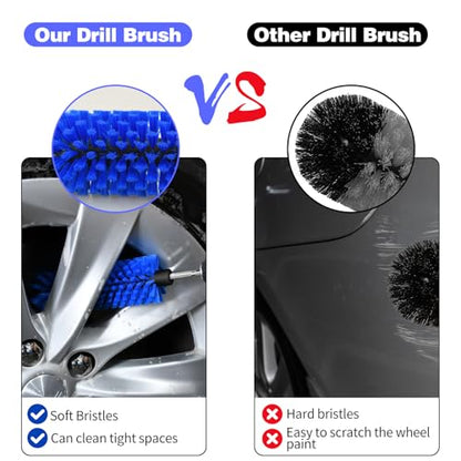 Drill Brush for Car Wheel and Bottle, Highly Dense and Durable Car Cleaning Brush for Wheels, Rims, Engines, Exhaust, Bottle - color: 1 Pack Dark Blue