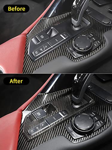 Fit for Toyota GR Supra A90 2019-2022 Real Carbon Fiber Trim Center Control Gear Shift Button Panel Cover Car Interior Accessories (Carbon Fiber Black) - color: Carbon Fiber Black