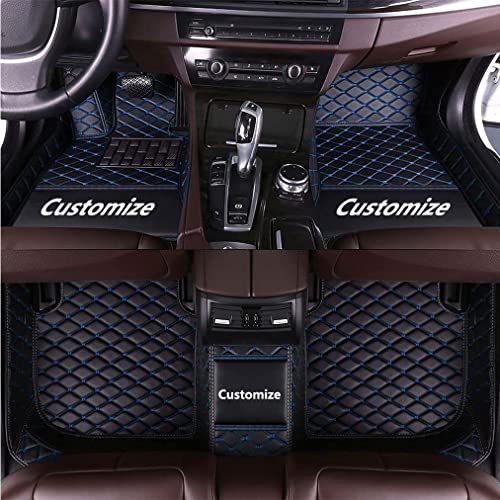 Custom Personalized Floor Mats for Cars，Luxury Full Coverage All Car Floor Mats，Anti-Slip Leather Car Mat Set ，Custom Floor Mats for 98% of Cars, Trucks SUVs (Black Blue) - color: Black Blue