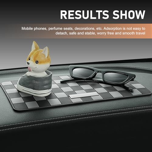 Car Dashboard Non Slip Mat, 11.8" x 5.9" Anti-Slide Grid Sticky Dash Pad, Multifunctional Dashboard Gripping Pad for Cell Phones, Keys, Sunglasses, Electronic Devices (Black & Gray) - color: Black & Gray