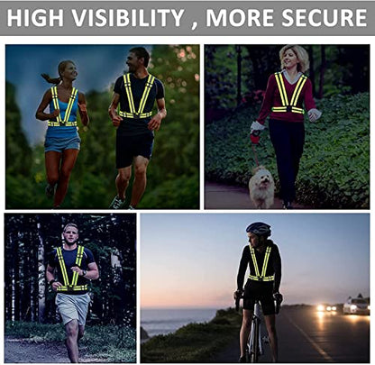 Running Reflective Vest Gear 3 Pack, Adjustable Safety Vest High Visible Reflective Belt Straps Night Walking Vest - color: Green,Black,Purple