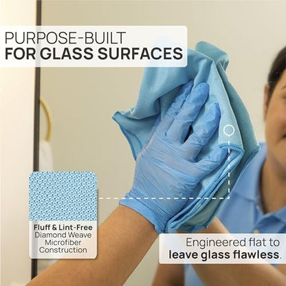 Claro 2 Step Glass Cleaning Cloth 8-Pack – Green Wet & Blue Dry Microfiber Towels Cleaning for Windows, Mirrors & Glass - Streak and Lint Free Cloth for Home, TV, Shower - Machine Washable - style: Glass Cleaning Cloths Pack
