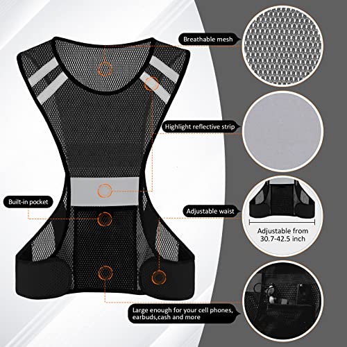 TCCFCCT Reflective Running Vest, High Visibility Running Gear with Large Pocket - color: 1 Pack Mesh Black