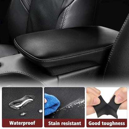 KBH Center Console Armrest Cover Replacement for Toyota Avalon 2013 2014 2015 2016 2017 2018, Vinyl Leather, Car Arm Rest Lid Skin Upholstery, Anti-Scratch, Black (Without Lid) - color: Black, size: Center Console Cover Replacement