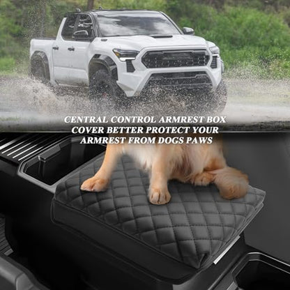 BIBIBO for 2025 2026 Toyota Tacoma Accessories Center Console Cover 2024-2026 Toyota Tacoma Armrest Cover 2024 Tacoma Console Lid 2024 2025 2026 Toyota Tacoma Arm Rest Pad Seat Box Cover - color: Black-B for 2024-2026 Toyota Tacoma