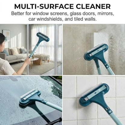 Window Screen Cleaning Brush,2 in 1 Window Screen Cleaner Tool with Squeegee,Mesh Screen Cleaner,Multi-Purpose Cleaning Brush for Patio, Door, Porch Screens (2 Blue) - color: 2 Blue