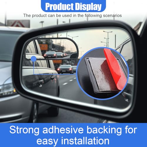 2PCS Blind Spot Car Mirrors, HD Shatterproof Glass Wide Angle Convex Side Mirror, Up&Down Adjustable, Framed Car Auxiliary Rearview Mirror for Cars SUV Truck Motorcycle & Parking(Rectangular) - size: 3R-066