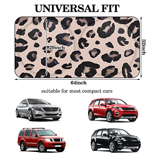 Windshield Sun Shade Foldable Car Front Window Covers for Car Accessories Sun Heat UV Rays Visor Protector Protection for Universal Cars SUV Truck(Leopard) - style: Leopard