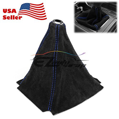 EZAUTO WRAP Universal Real Velvet Shift Knob Shifter Boot Cover Black with Blue Stitches Genuine Leather MT at Sport - color: Velvet With Blue Stitches