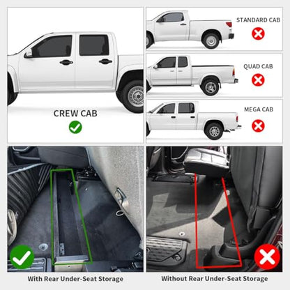 LASFIT Floor Mats for Ram 1500 Crew Cab 2025 2026 with Rear Under-Seat Factory Storage Bucket Seat, All Weather TPE Custom Fit Car Mats Floor Liners 1st & 2nd Row, Black - style: 1) 1500 | 2025-2026 |Crew Cab with Storage Floor Mats