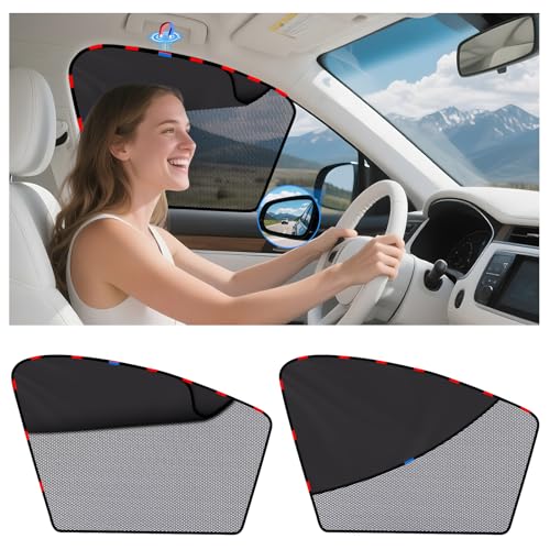 ZATOOTO Car Window Shades Upgraded Driver Side Window Shade with Blackout Layer Foldable Desgin Adjustable Half-Blackout & Mesh Design Just Snap by Magnet Universal for Most Cars - color: Gray