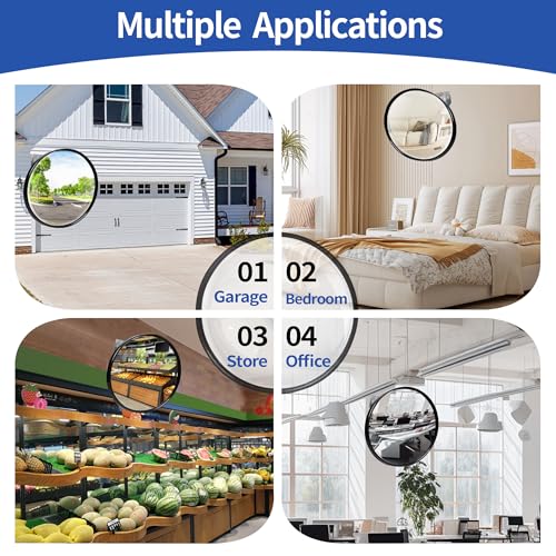 12-Inch Traffic Mirror – 160° Adjustable Wide-Angle Convex Safety Mirror for Driveways, Garages, Warehouses & Parking Lots, Indoor/Outdoor Blind Spot Coverage