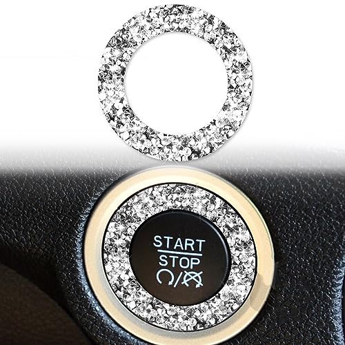 Toworldit Interior Accessories Bling Crystal Rhinestone Dashboard Decoration Cover Trim Sticker Compatible with Dodge Challenger 2015-2023 (Start Stop Switch Trim Sticker -Inner Ring) - color: Start Stop Switch Trim Sticker -Inner Ring