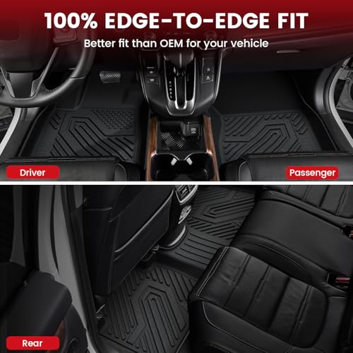 LASFIT Floor Mats for Honda Ridgeline 2026 2025 2024 2023-2017 Crew Cab, All Weather Protection TPE Non-Slip Custom Fit Automotive Accessories Floor Liners 1st & 2nd Row, Black - style: 8）For Honda Ridgeline | 2017-2026 | 1st & 2nd Row