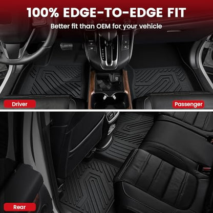 LASFIT Floor Mats & Trunk Mat for Honda CR-V 2017-2022 EX-L/EX/Touring/LX/Special Edition, All Weather Protection TPE Floor Liners 1st & 2nd Row & Cargo Mat in Lower Position (NOT for Hybrid) - style: 2）For Honda CR-V | 2017-2022 | Full Set (Lower Positio