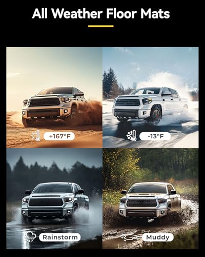 3W Floor Mats for Toyota Tundra 2014-2021 (Only for CrewMax Cab), TPE All Weather Custom Fit Floor Liner for Tundra Accessories SR5/TRD/Limited 1st and 2nd Row Full Set Car Mats Easy Clean, Black - style: 8. Tundra|14-21|Floor Mats