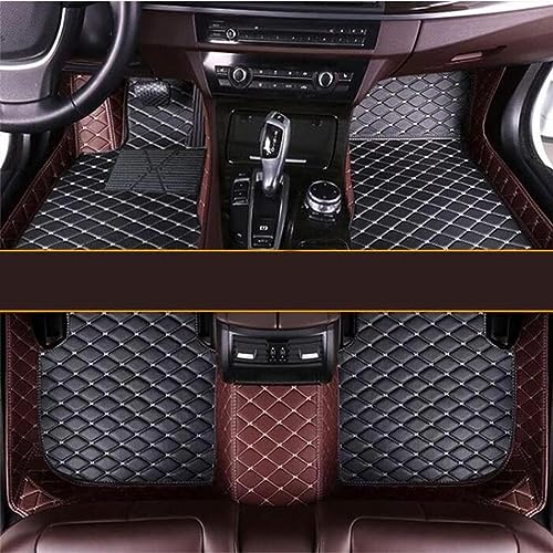 Custom Luxury Leather Car Floor Mats Upgrade Your Car's Interior All-Weather Protection for Cars, SUVs, Trucks Compatible with Automotive Mats (Brown+Black Beige) - color: Brown+black beige