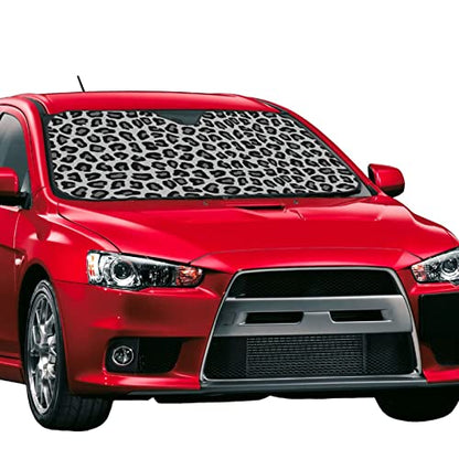 Black Leopard Print Car Windshield Sunshade Foldable Sun Visor Front Window Sun Shade Cover for Car Truck SUV 55x29.9 Inches - color: Black Leopard Print
