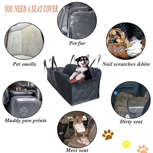 FLR Pet Seat Cover for Large Dogs Breeds Waterproof Washable Nonslip Scratch Proof Rear Back Car Seat Covers Pets Seat Protectors Mat Hammock for Car Trucks SUVs Vans & Vehicles-Universal Fit - color: hammock style