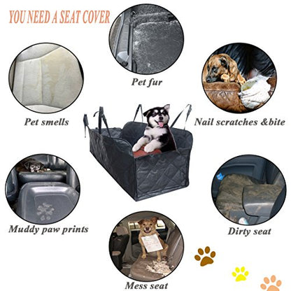 FLR Pet Seat Cover for Large Dogs Breeds Waterproof Washable Nonslip Scratch Proof Rear Back Car Seat Covers Pets Seat Protectors Mat Hammock for Car Trucks SUVs Vans & Vehicles-Universal Fit - color: hammock style