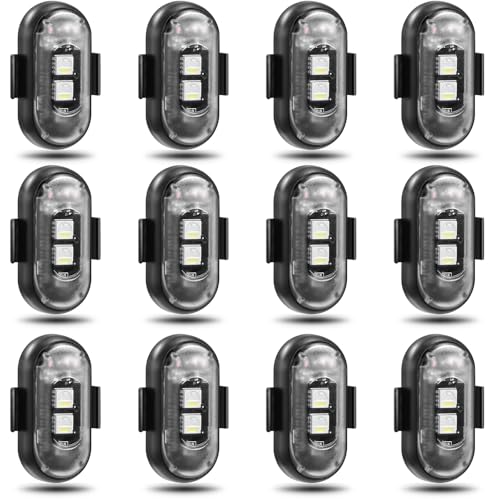 12PCS Wireless LED Lights for Car, Wireless LED Strobe Lights with Remote Control, 8 Colors IP65 Waterproof USB High Brightness Anti-Collision for Car Motorcycle Truck Drone RC Aircraft Bike - size: 12PCS (Standard)