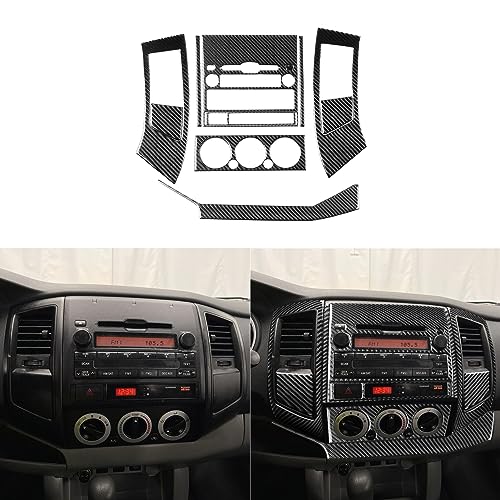 Real Soft Carbon Fiber Car Central Console A/C Outlet Vent Panel Cover Sticker Set Auto Premium Interior Accessories Compatible with Toyota Tacoma 2009 2010 2011 Black(Type B) - color: Console Set B, size: Black Carbon Fiber