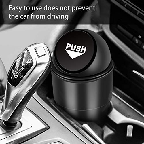 Cup Holder Trash can for car with Lid, Mini Garbage Cans for Back seat Leakproof Vehicle Automotive Cup Holder Car trashcan, Small Trash Bin for Automotive Office Home Kitchen (CARH1347A) - color: Black
