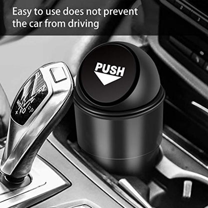 Cup Holder Trash can for car with Lid, Mini Garbage Cans for Back seat Leakproof Vehicle Automotive Cup Holder Car trashcan, Small Trash Bin for Automotive Office Home Kitchen (CARH1347A) - color: Black