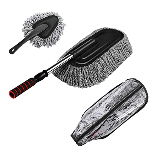 Microfiber Car Duster Cleaning and Car Dash Brush Supplies for Dashboard Exterior Dust Interior Cleaner with Long Retractable Handle to Trap Dust and Pollen for Cars Truck Bike RV Boats Motorcycle - size: 2 pcs