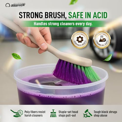 Nanoskin Professional 20-Inch Angled Tire & Wheel Cleaning Brush - Durable Green Polystyrene Bristles for Effective Auto Detailing, Gentle Car Wash Tool | Long-Handled Scrub Brush for Trucks and RVs - size: 20"