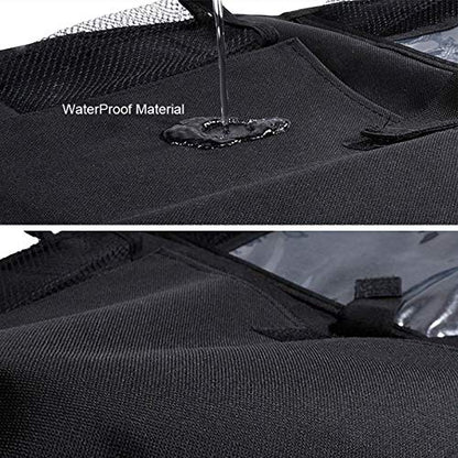 2 Pcs Large Size Car Backseat Organizer with 1 Pcs Trash Garbage Bag, Clear Screen Tablet Holder and 9 Storage Pockets,Foldable Seat Back Protectors for Toys Drinks Book ,Travel Accessories (Black)